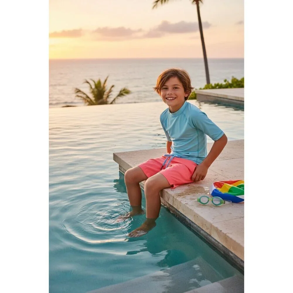 Southern Tide Boys Coral Swim Trunks Size XL 16 Elastic Waist Lined NEW